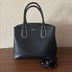Nine West Black Leather Purse with Shoulder Strap